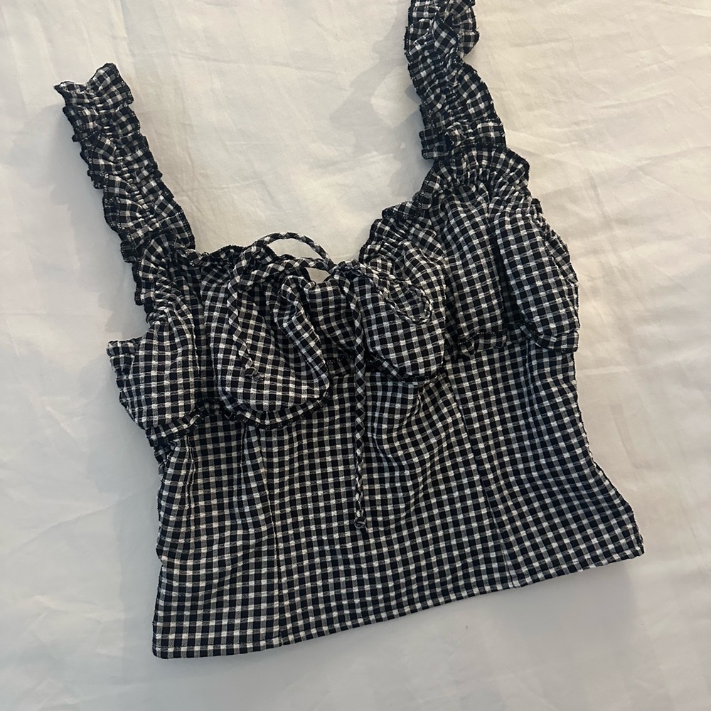 Sienna Sky Black and White Gingham Women's Top